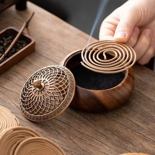Walnut-ruyi incense burner + 48 plates [sandalwood]
