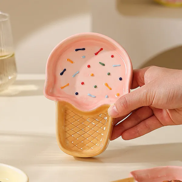 Ice cream cone dipping dish-light pink
