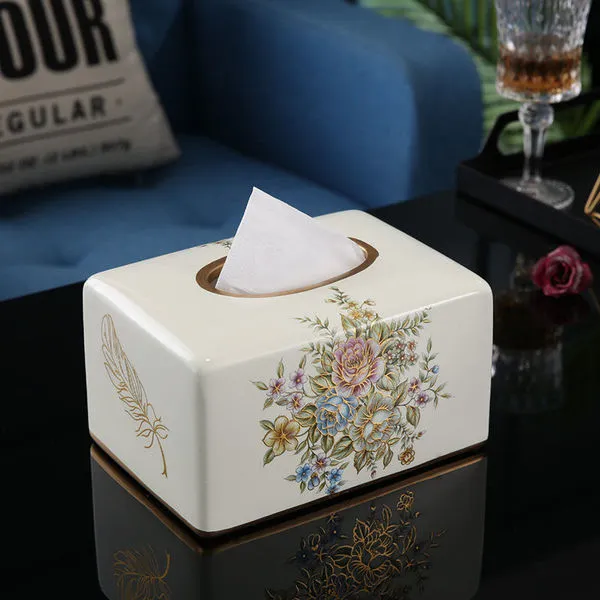 Light Luxury Tissue Box American Creative High-end Paper Box European-style Ceramic Paper Box