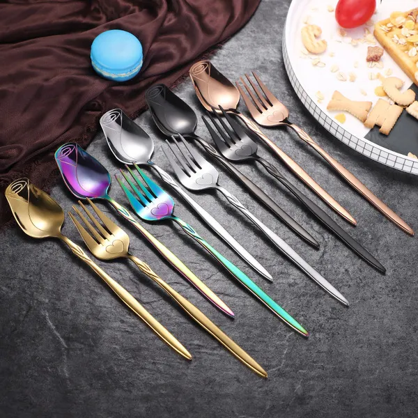 10 Pcs Rose fork & spoon