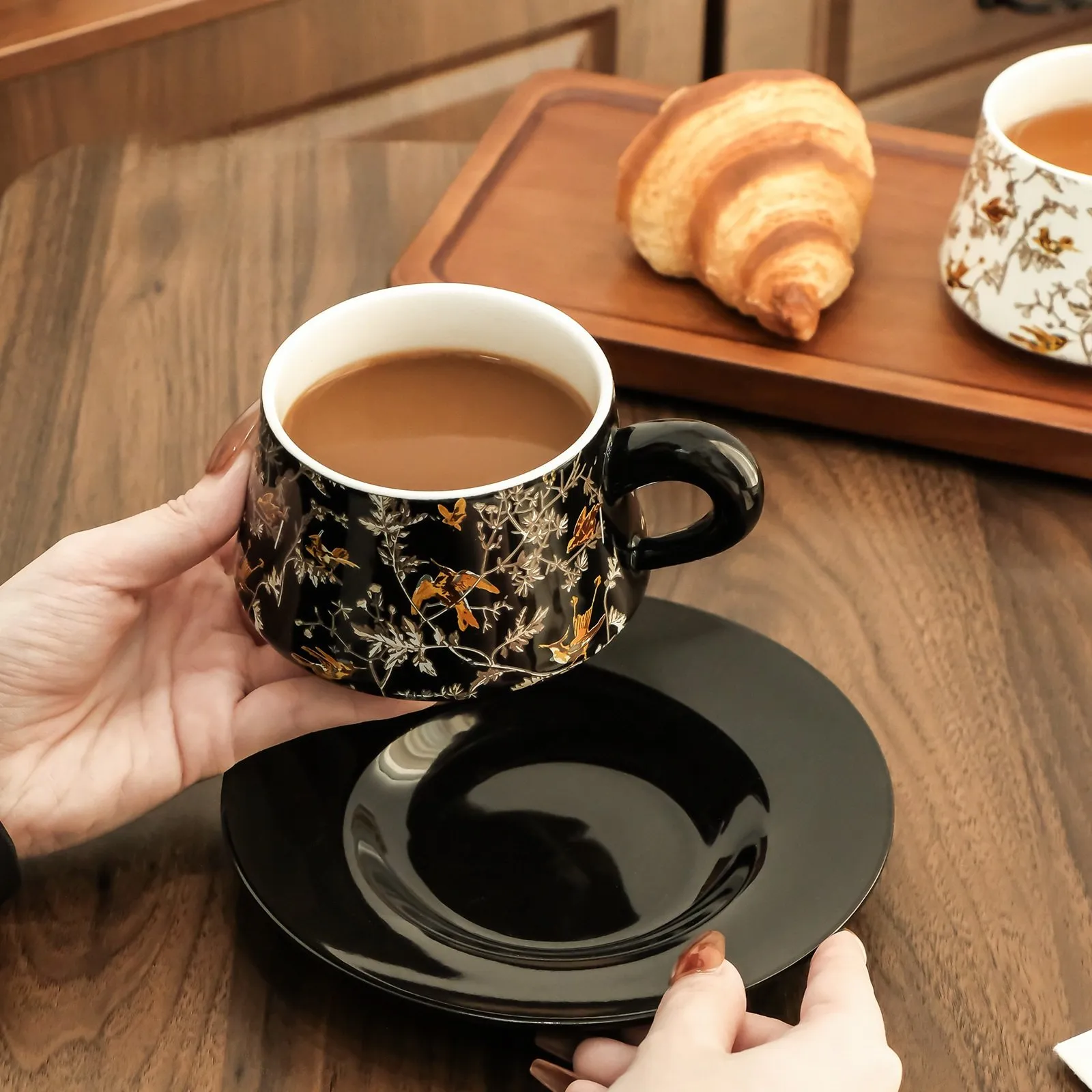 1 Pair cup set flower print