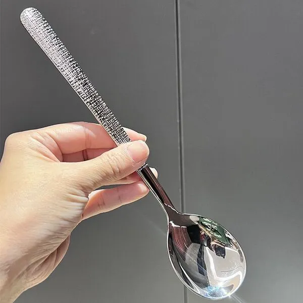 Luxury Long Handle Hammer Spoon Household Adult Stainless Steel Western Food Spoon