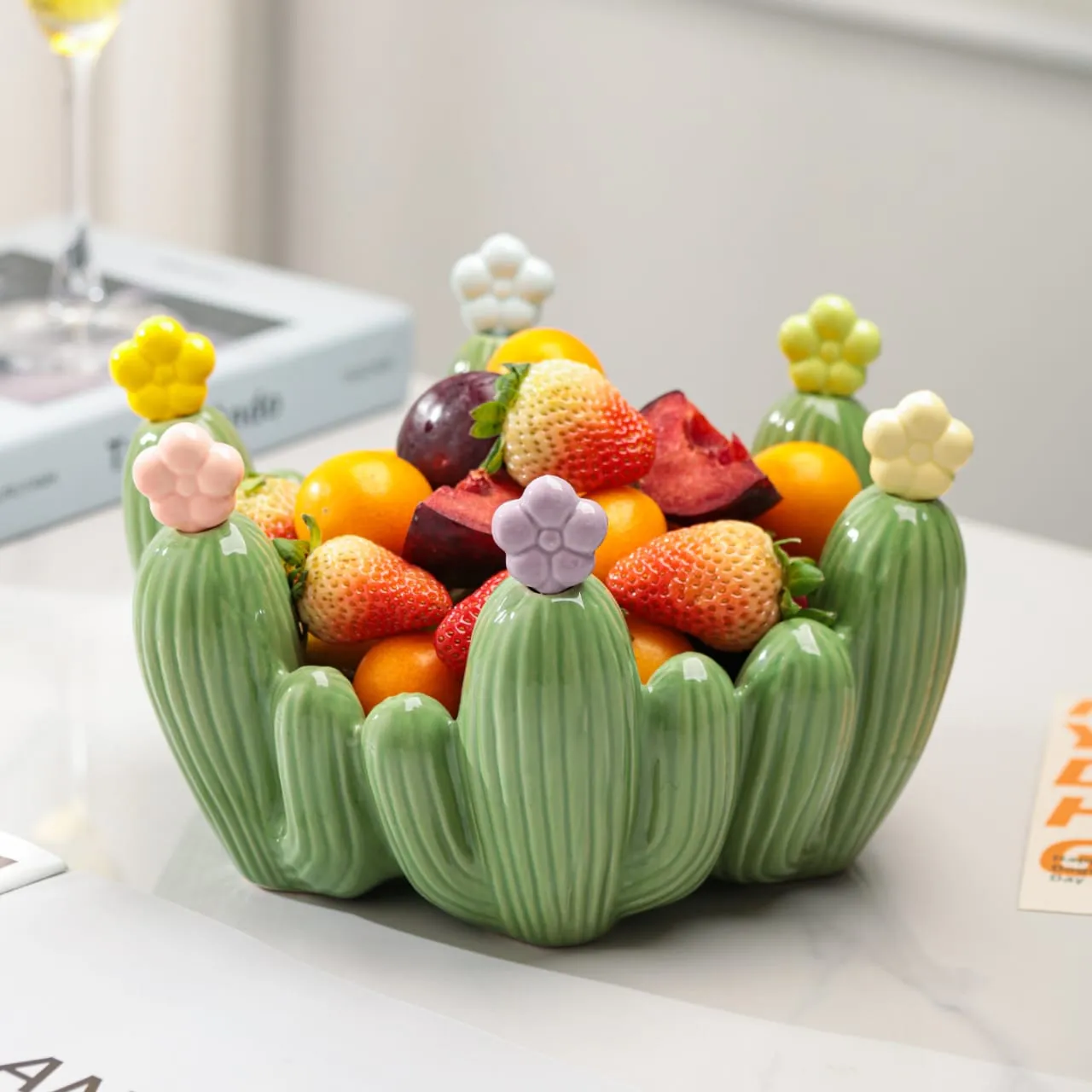 Cactus fruits bowl green