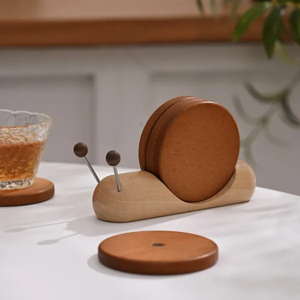 Beech Wood Cartoon Cultural Creative Snail Tea Table Tea Ceremony Solid Wood Coaster