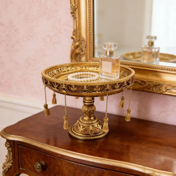 Retro Palace-Style Nordic Mirror Tray Ornament, Light Luxury Artistic Photo Prop, Nostalgic European-Style Vintage Mirror Tray