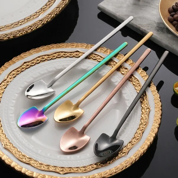 5 Pcs  304 Stainless Steel Long-Handled Watermelon Spoon 304 long handle pointed spoon