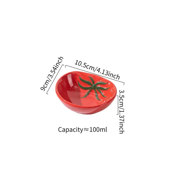 Red tomato dipping dish