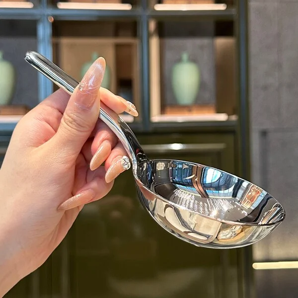 [304 steel] thickened large round spoon with short handle