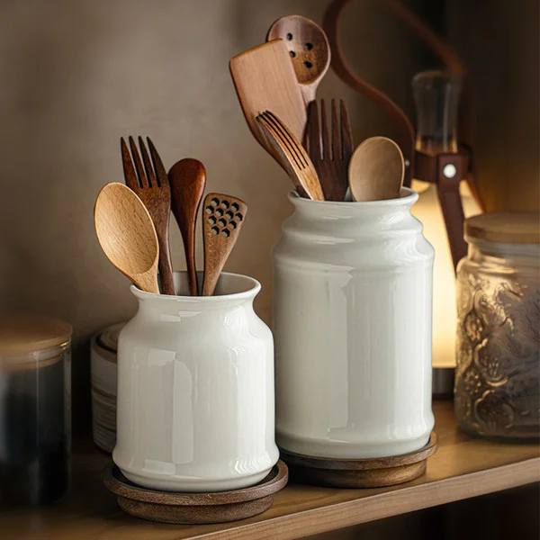 Simple and Practical Ceramic Chopstick Holder, Chopstick and Spoon Storage Box, Kitchen Utensil Storage Jar, Cross-Border Export