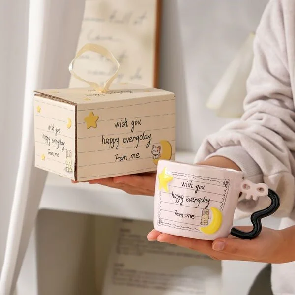High-Looking Mugs as Birthday Gifts for Girls, Souvenirs for Couples, Large-Capacity Water Cups for Home Use, with a Unique Design A