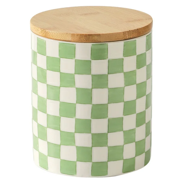 Storage tube - hand-painted grid - green (12/box)