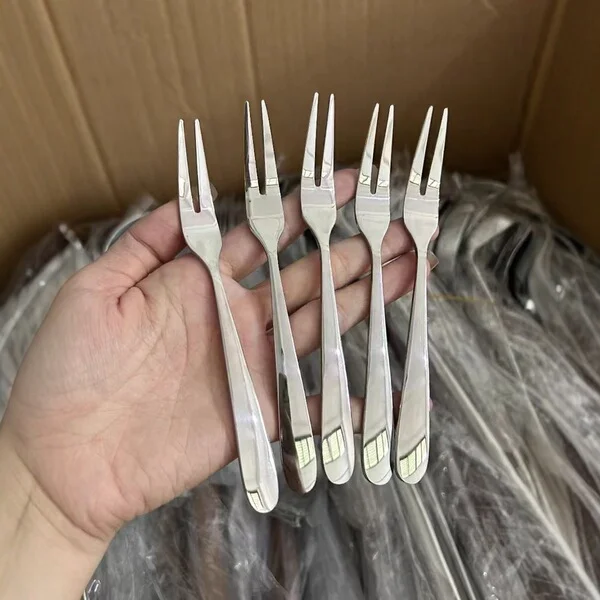 6 Pcs 304 thick fruit fork silver