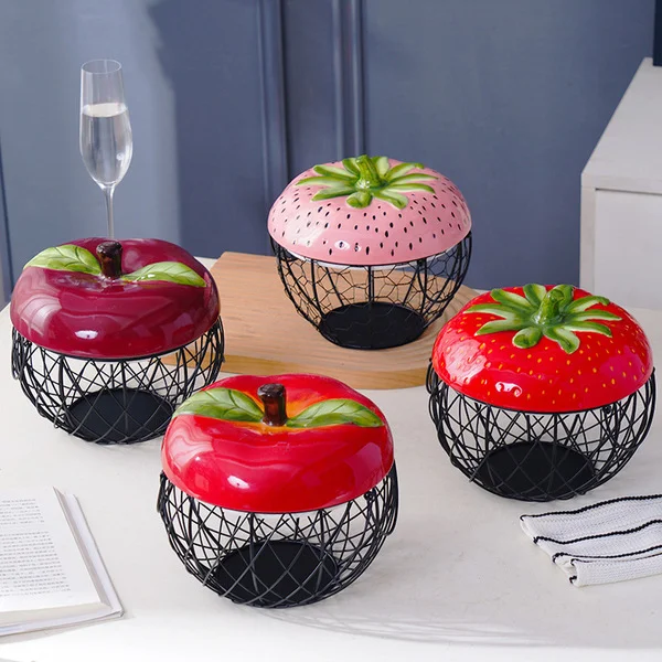Ceramic Storage Baskets for Home Kitchen, Creative Storage Baskets for Home Use, High Aesthetic Value Egg and Vegetable Baskets, Fruit Baskets
