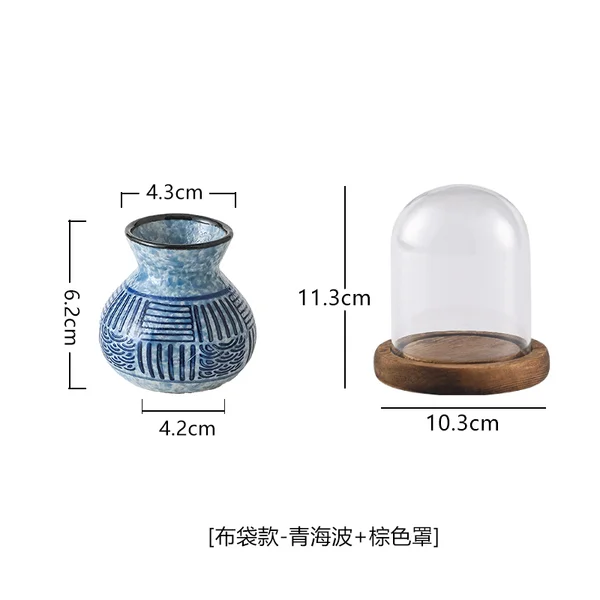 Mountain and sea pattern toothpick holder - log base