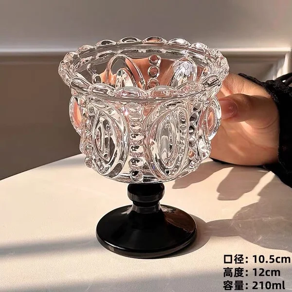 Embossed goblet-black 250ml [thickened crystal]
