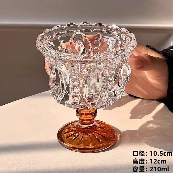 Embossed goblet-amber 250ml [thickened crystal]