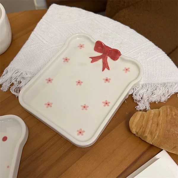 Small flower bow bread plate 16*14cm