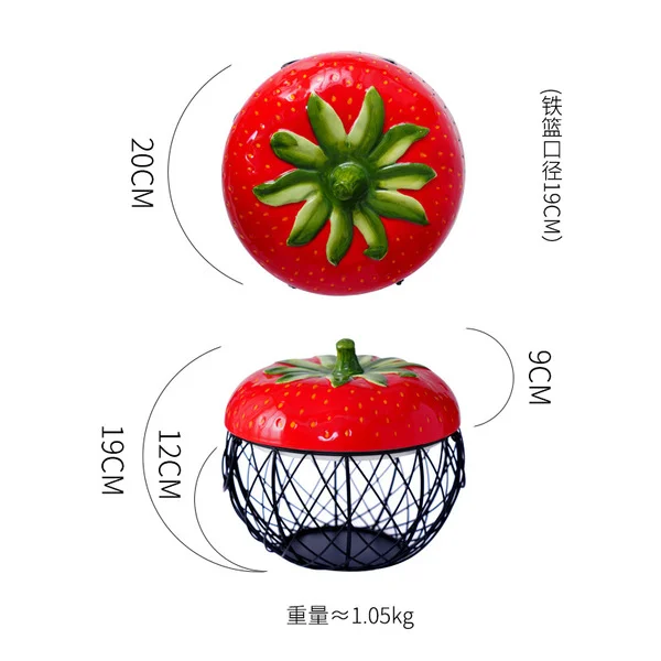 Ceramic storage basket-red strawberry