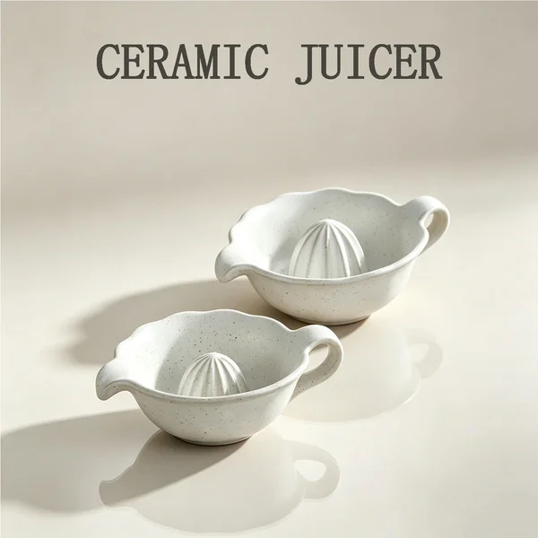 1 Pcs Cross-Border Manual Ceramic Fruit Orange Lemon Juicer Bowl Simple Kitchen Small Food Supplement Tool Juice Press Gadget