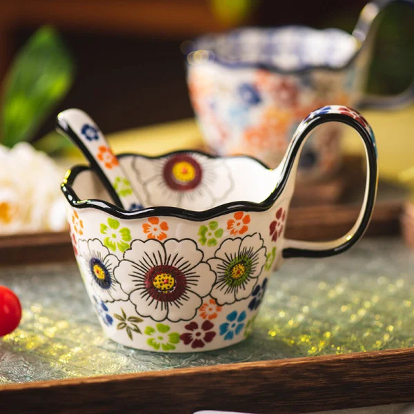 Hand-painted Cup Ceramic Water Cup Home Breakfast Cup Mug Office Cup Couple Cup Coffee Cup Cross-border