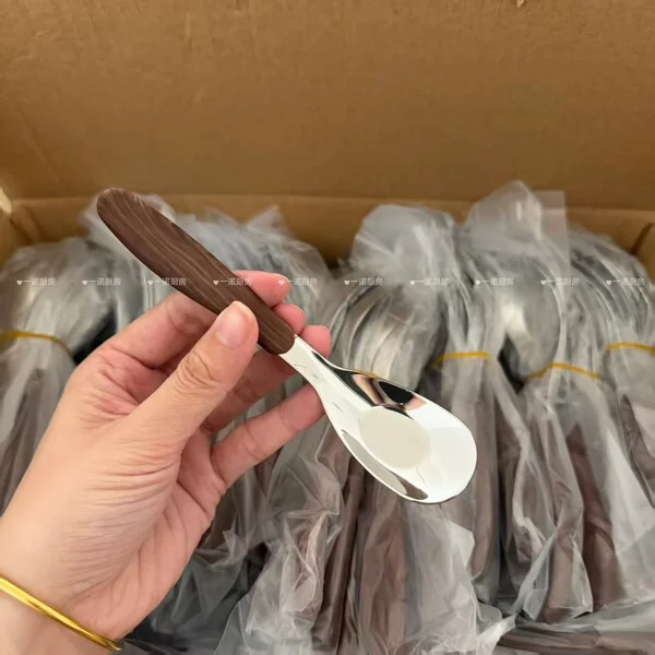 18/10 imitation wood ingot spoon [small size/1 piece]