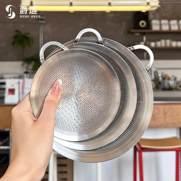316L Stainless Steel Colander Oil Filter Fine Mesh Spoon Filter Sieve Baking Flour Sieve Oil Drain