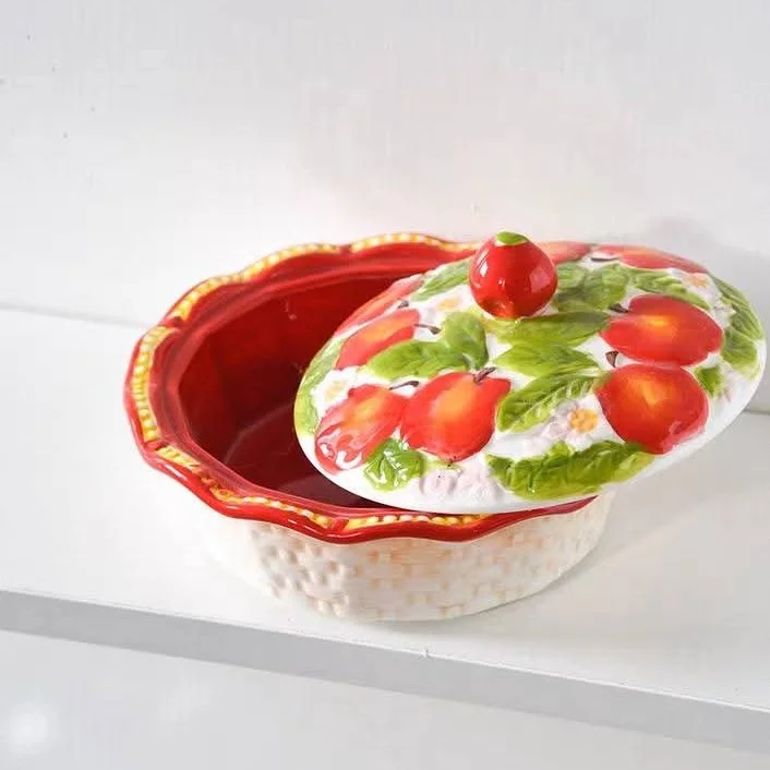 Fruits embosed lid bowl