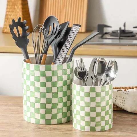 Kitchen Spatula and Spoon Storage Tube, Chopstick Holder Set, High-Temperature Ceramic Grain Storage Sealed Jar