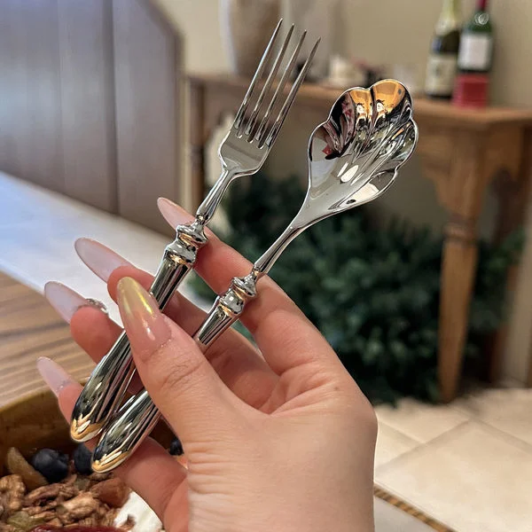 2 pcs Roman Column 304 Food-Grade Stainless Steel Shell Spoon Dessert Spoon Ice Cream Spoon Coffee Spoon Ice Cream Spoon