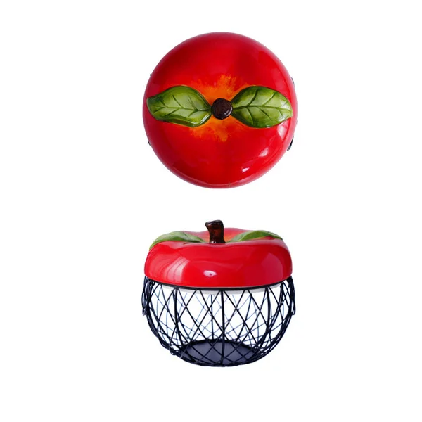 Ceramic storage basket-red apple