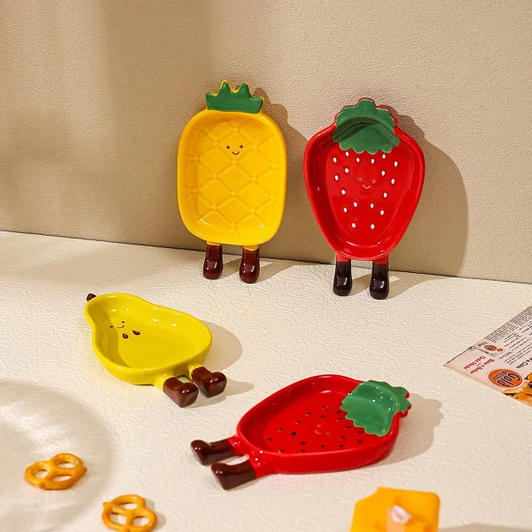 Cute Cartoon Fruit-Shaped Sauce Dish for Home Use, High-Value Ceramic Snack Dish, Vinegar Dish, Sauce Seasoning Dish, Soy Sauce Dish