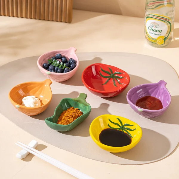 Small Ceramic Dipping Saucer, Creative Snack Plate, Household Small Condiment Dish, Sauce Dish, Dessert Small Plate