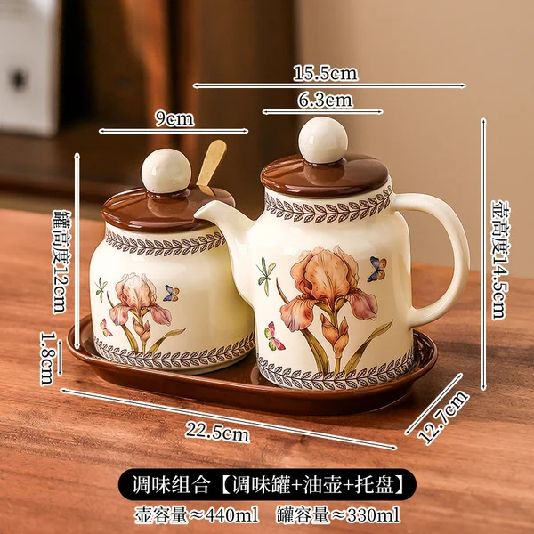 Iris seasoning jar set of 2, 1 pot and 1 can