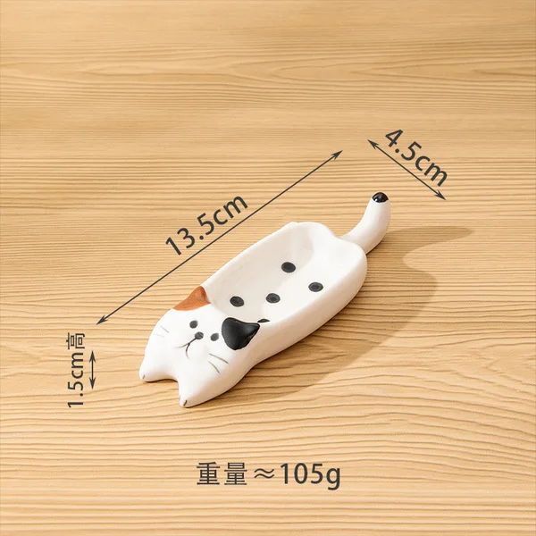 Long calico cat dish