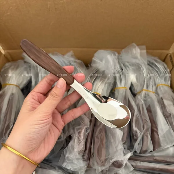 18/10 imitation wood ingot spoon [large size/1 piece]