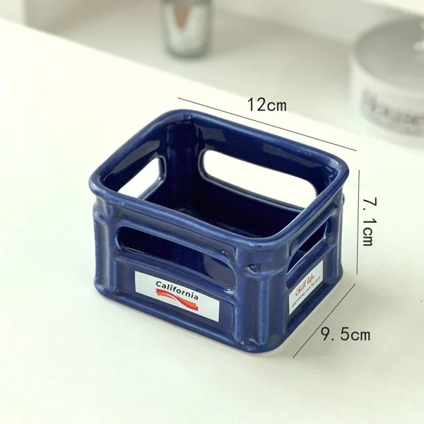 Coffee shop ins style creative ceramic bowl cute snack bowl fruit bowl snack basket popcorn fried chicken fries Bowl ( Blue